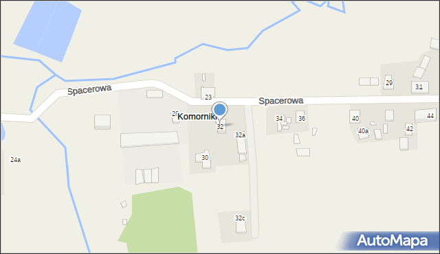 Komorniki, Spacerowa, 32, mapa Komorniki