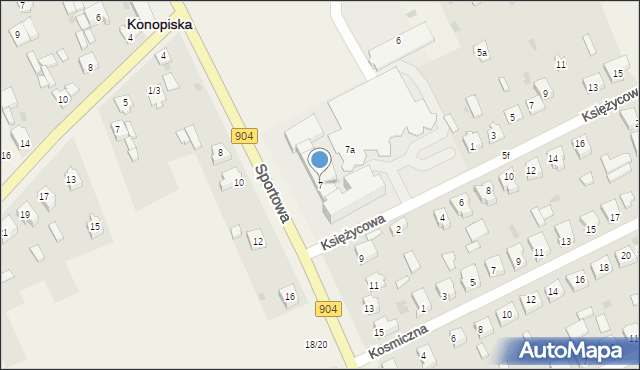 Konopiska, Sportowa, 7, mapa Konopiska