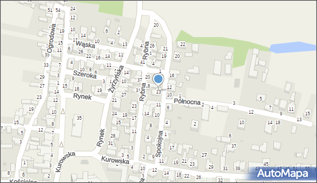 Końskowola, Spokojna, 13, mapa Końskowola