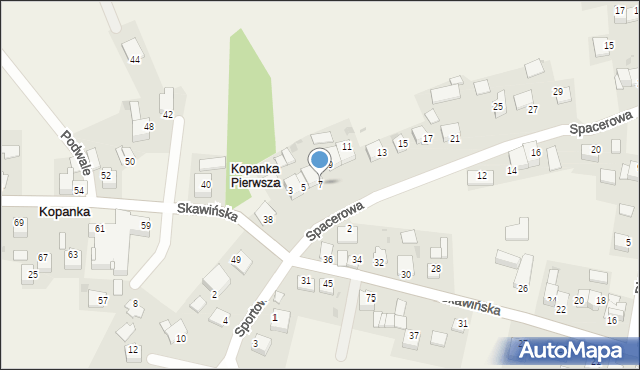 Kopanka, Spacerowa, 7, mapa Kopanka