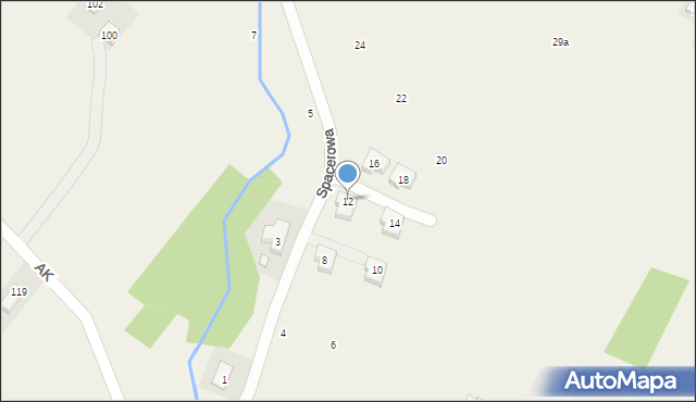 Korczyna, Spacerowa, 12, mapa Korczyna