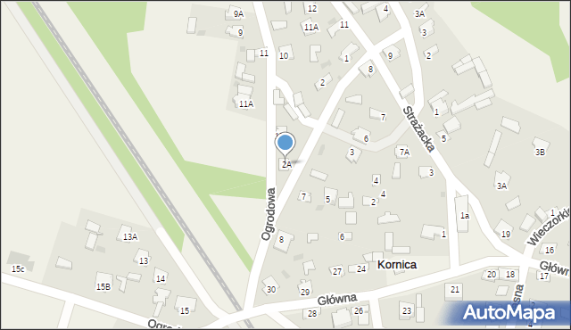 Kornica, Spacerowa, 2A, mapa Kornica