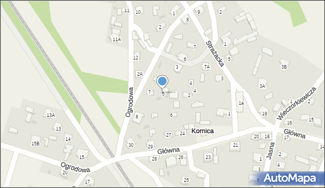 Kornica, Spacerowa, 5, mapa Kornica