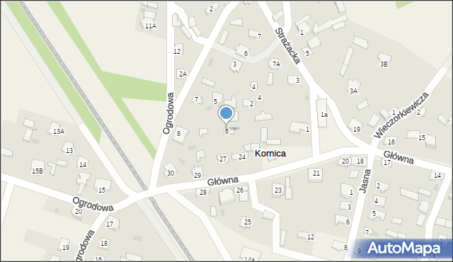 Kornica, Spacerowa, 6, mapa Kornica