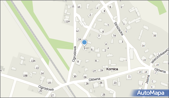 Kornica, Spacerowa, 7, mapa Kornica