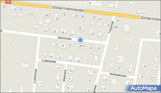 Koronowo, Sportowa, 20, mapa Koronowo