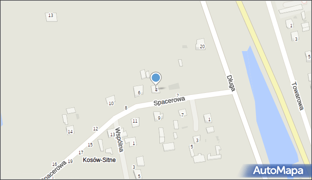 Kosów Lacki, Spacerowa, 4, mapa Kosów Lacki