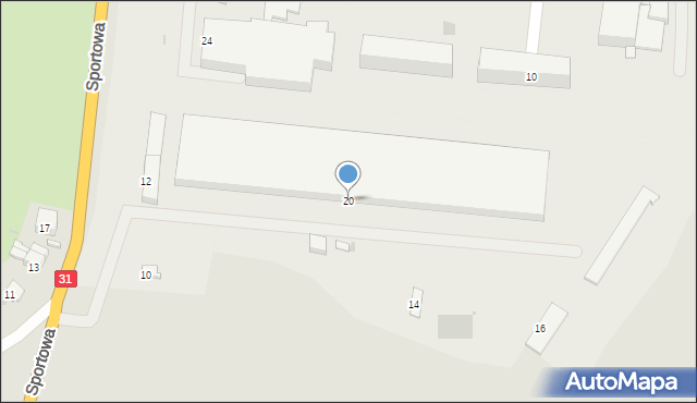 Kostrzyn nad Odrą, Sportowa, 20, mapa Kostrzyn nad Odrą
