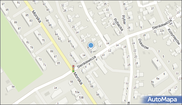 Koszalin, Spokojna, 2, mapa Koszalina