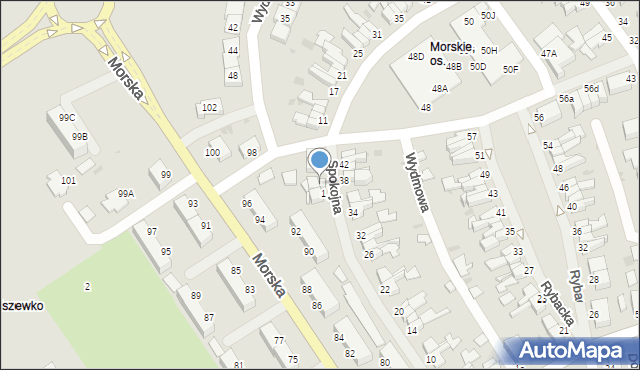 Koszalin, Spokojna, 3, mapa Koszalina