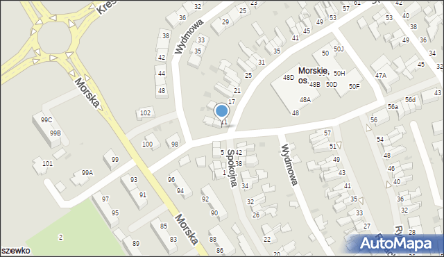 Koszalin, Spokojna, 9, mapa Koszalina