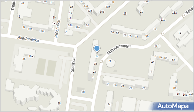 Koszalin, Spasowskiego Bronisława, 1c, mapa Koszalina