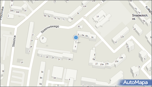 Koszalin, Spasowskiego Bronisława, 4a, mapa Koszalina