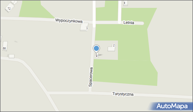 Koszalin, Spacerowa, 4, mapa Koszalina