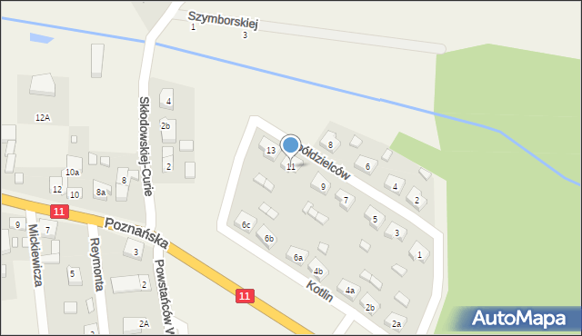 Kotlin, Spółdzielców, 11, mapa Kotlin