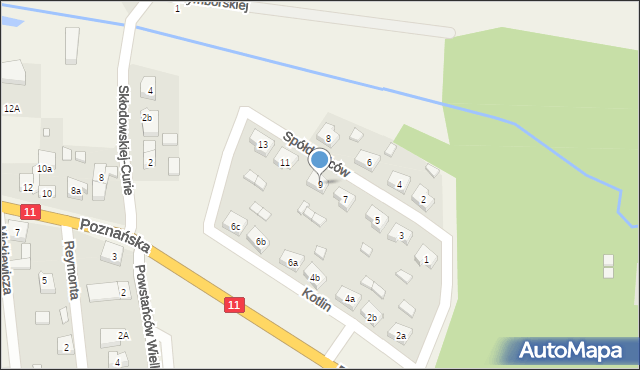 Kotlin, Spółdzielców, 9, mapa Kotlin