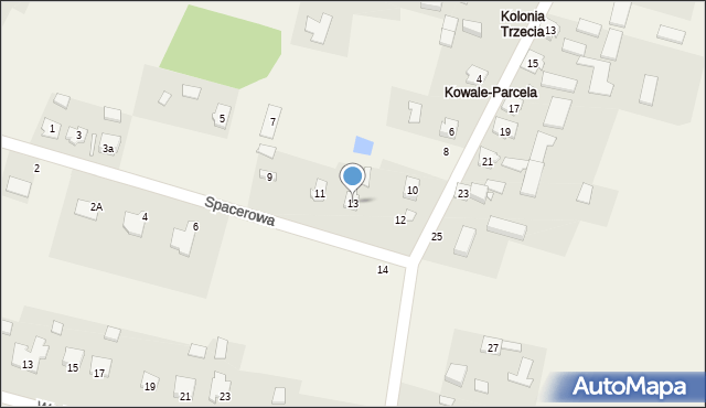 Kowale, Spacerowa, 13, mapa Kowale