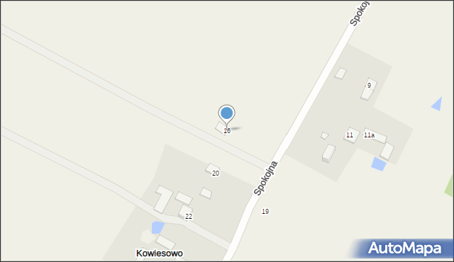 Kowiesowo, Spokojna, 16, mapa Kowiesowo