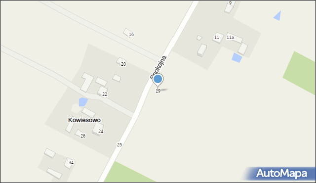 Kowiesowo, Spokojna, 19, mapa Kowiesowo