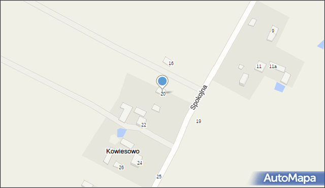 Kowiesowo, Spokojna, 20, mapa Kowiesowo