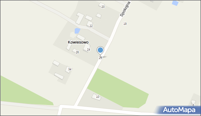 Kowiesowo, Spokojna, 25, mapa Kowiesowo