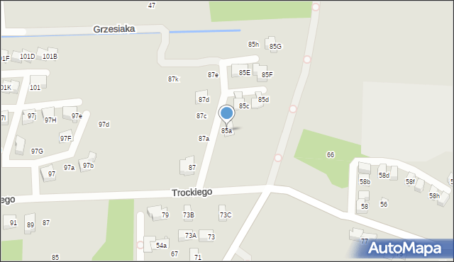 Kraków, Spacerowa, 85a, mapa Krakowa