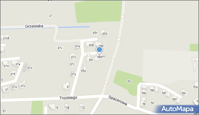 Kraków, Spacerowa, 85d, mapa Krakowa