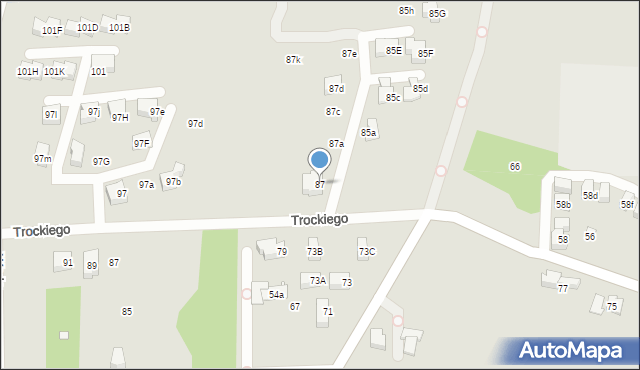 Kraków, Spacerowa, 87, mapa Krakowa