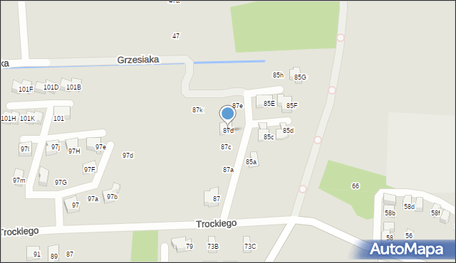 Kraków, Spacerowa, 87d, mapa Krakowa