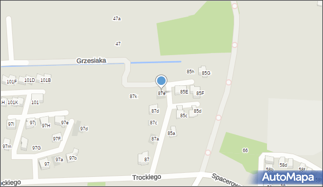 Kraków, Spacerowa, 87e, mapa Krakowa