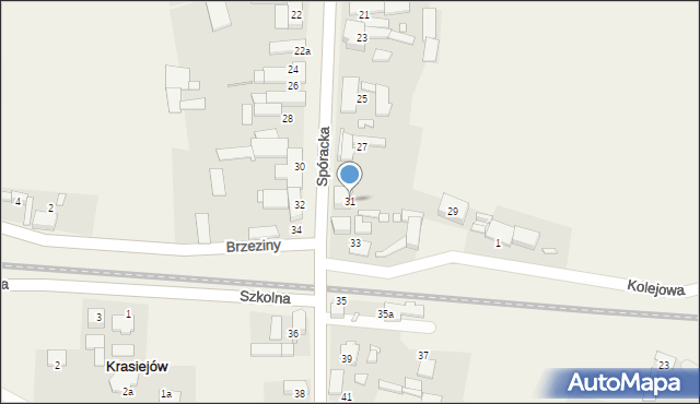 Krasiejów, Sporacka, 31, mapa Krasiejów