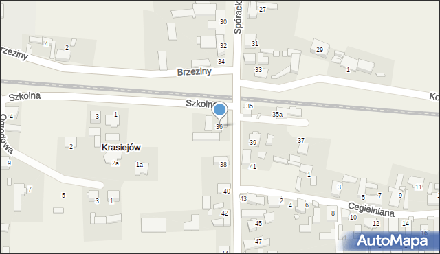 Krasiejów, Sporacka, 36, mapa Krasiejów