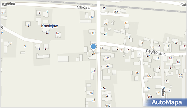 Krasiejów, Sporacka, 42, mapa Krasiejów