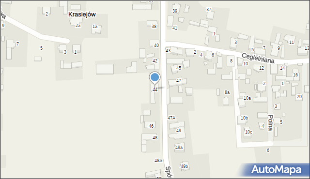 Krasiejów, Sporacka, 44, mapa Krasiejów