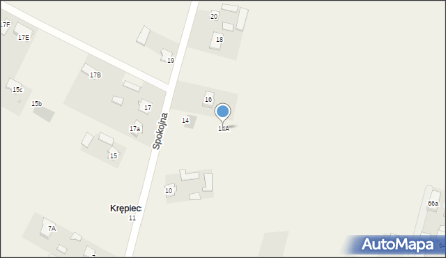 Krępiec, Spokojna, 14A, mapa Krępiec