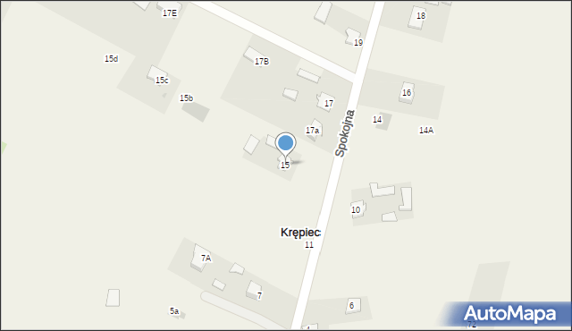 Krępiec, Spokojna, 15, mapa Krępiec