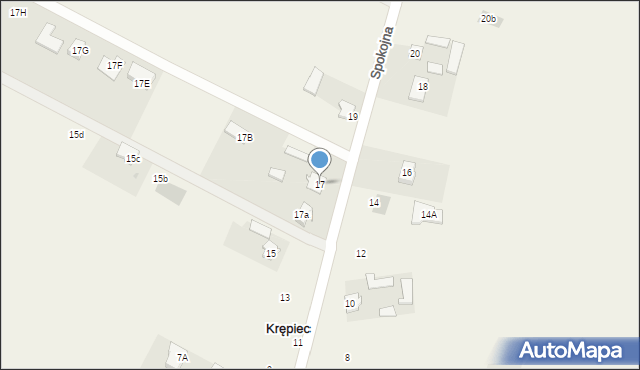 Krępiec, Spokojna, 17, mapa Krępiec