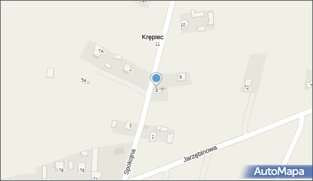 Krępiec, Spokojna, 4, mapa Krępiec