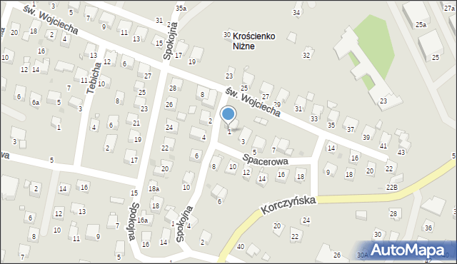 Krosno, Spacerowa, 1, mapa Krosna