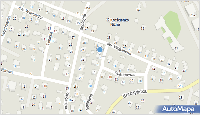 Krosno, Spacerowa, 2, mapa Krosna