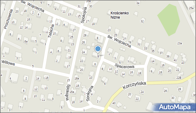 Krosno, Spacerowa, 4, mapa Krosna