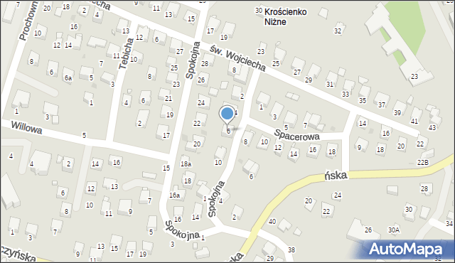 Krosno, Spacerowa, 6, mapa Krosna