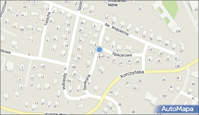 Krosno, Spacerowa, 8, mapa Krosna