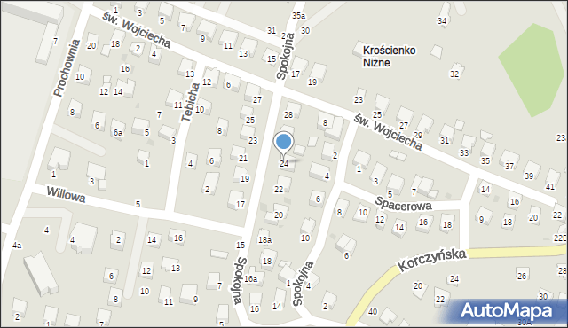 Krosno, Spokojna, 24, mapa Krosna