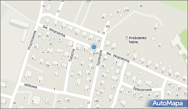 Krosno, Spokojna, 27, mapa Krosna