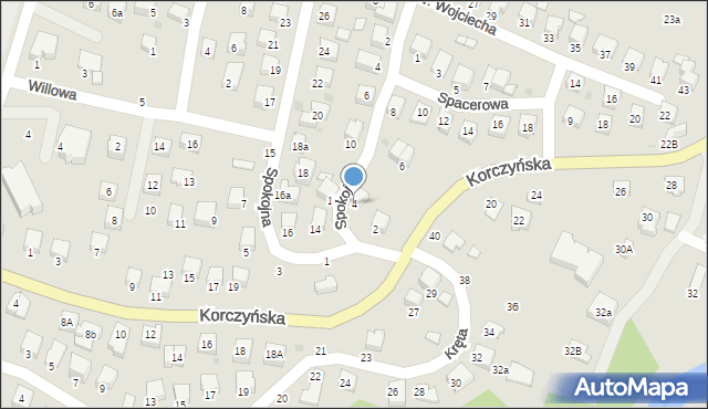 Krosno, Spokojna, 4, mapa Krosna