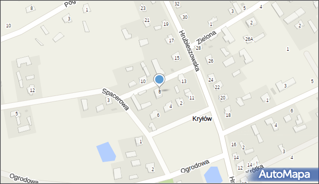 Kryłów, Spacerowa, 8, mapa Kryłów