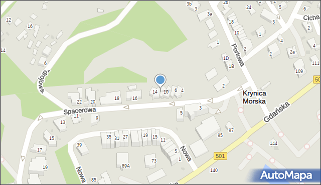 Krynica Morska, Spacerowa, 12, mapa Krynica Morska