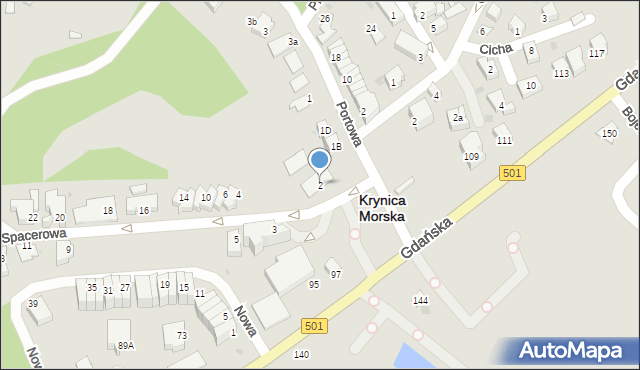 Krynica Morska, Spacerowa, 2, mapa Krynica Morska