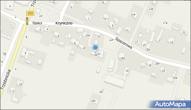 Kryniczno, Spacerowa, 14, mapa Kryniczno